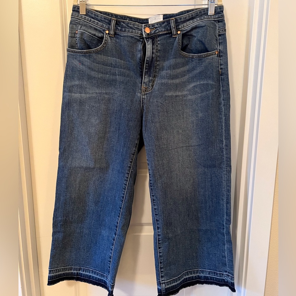 Caslon Raw-hem Wide-leg Cropped High-rise Jeans